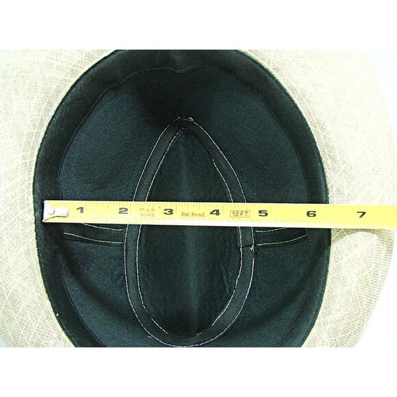 Linen Fedora Fashion Hat Oval Gold Ring On Side Beige & Gold Specks Unisex OSFM main image 4